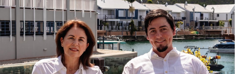 Nicola and Travis, your local property experts in Knysna Quays, South Africa