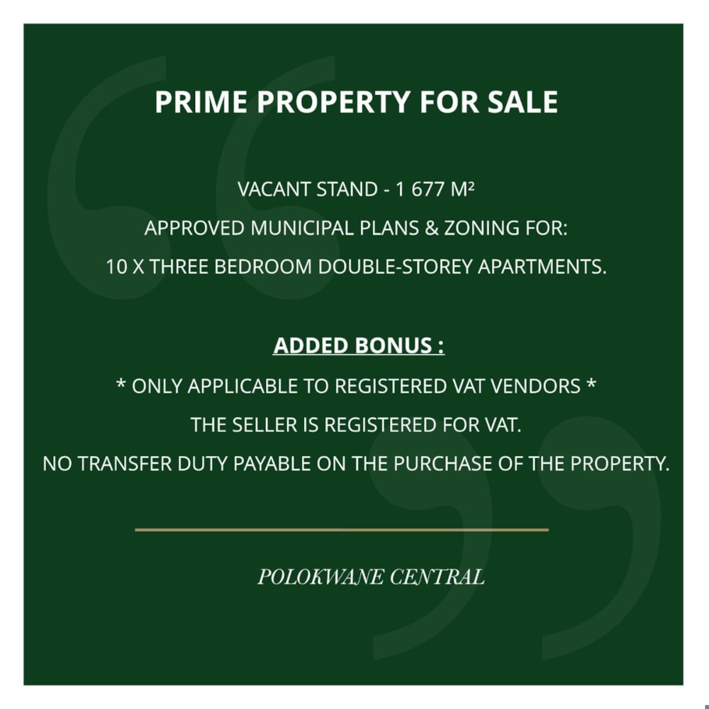 Residential vacant land for sale in Polokwane Central - 1PS1667329