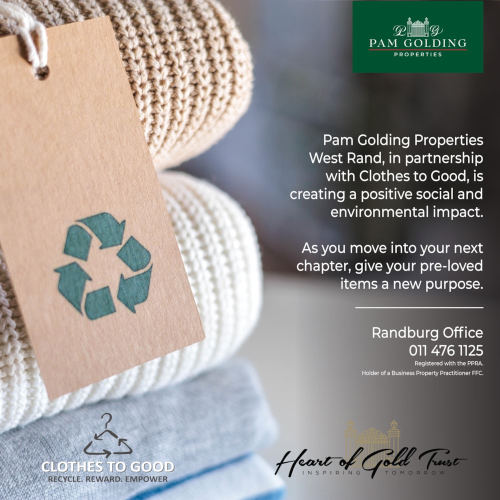 Moving into a new home marks the beginning of something new. A new address, a new chapter and, often, a chance to take stock of everything we’ve accumulated along the way.
It’s also the perfect opportunity to let go of the things we no longer need and to make sure they don’t simply end up in a landfill.
At Pam Golding Properties W... Moving into a new home marks the beginning of something new. A new address, a new chapter and, often, a chance to take stock of everything we’ve accumulated along the way.
It’s also the perfect opportunity to let go of the things we no longer need and to make sure they don’t simply end up in a landfill.
At Pam Golding Properties W...