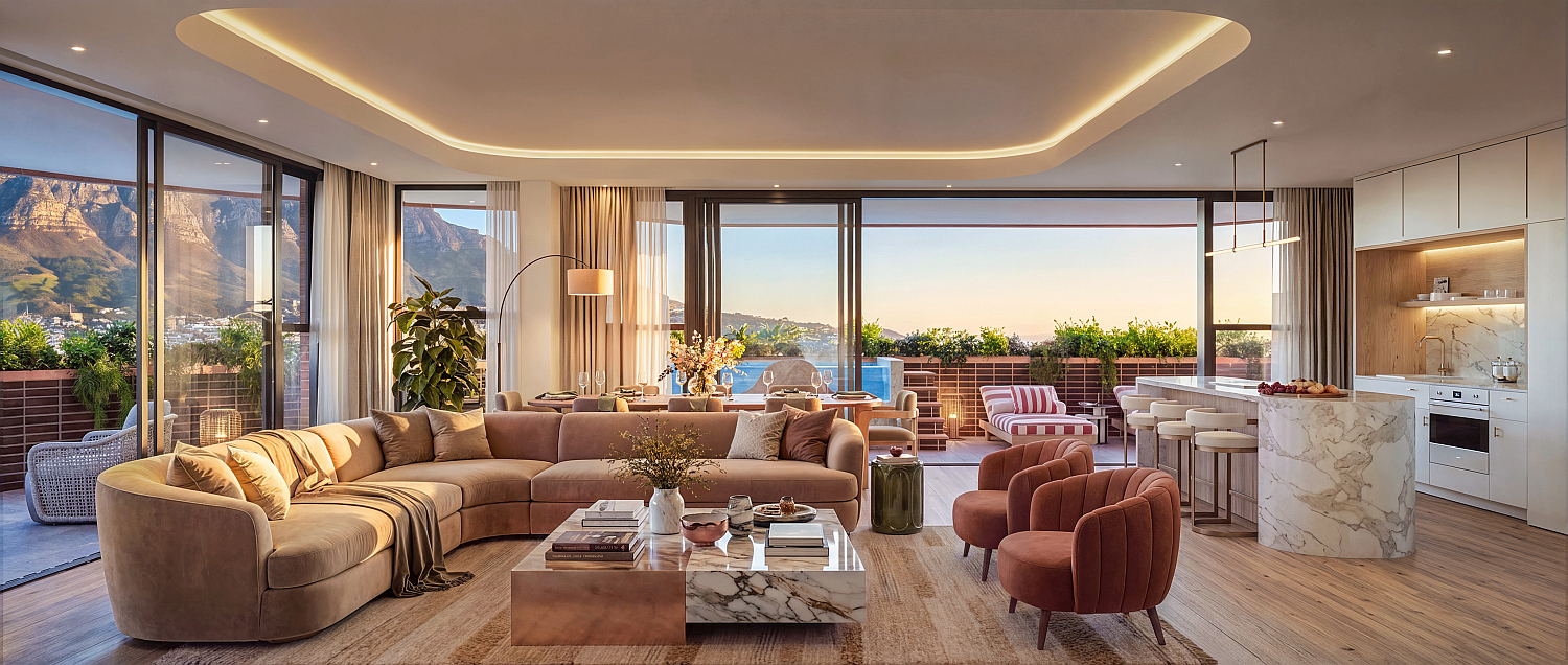Artist&rsquo;s impression of interior of the penthouse in The Marlow on Mill in Newlands 