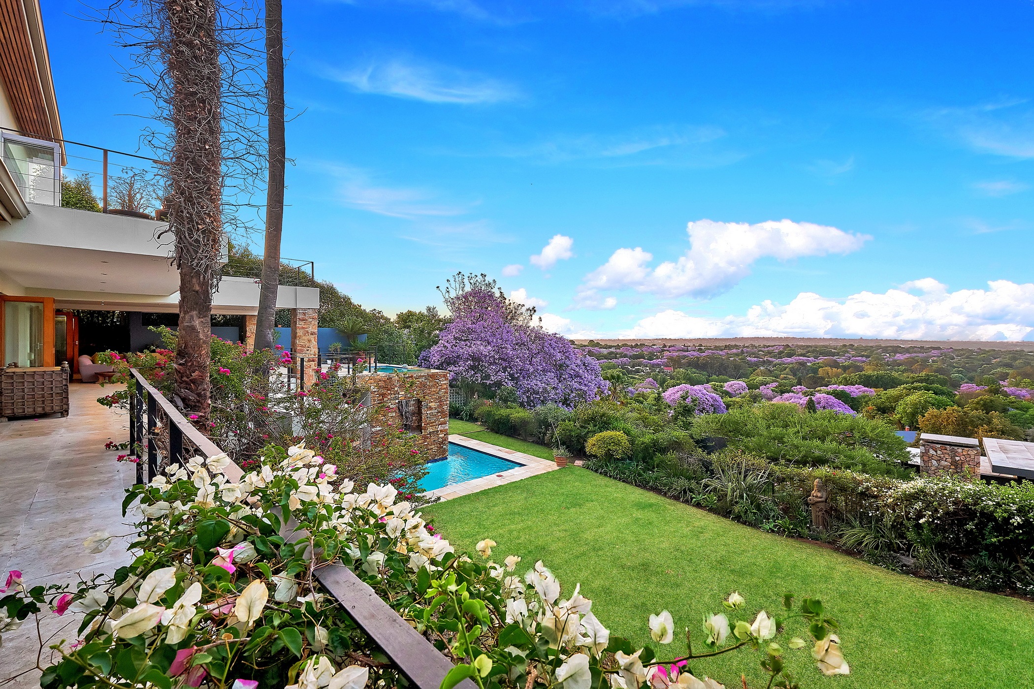 This unique home set against the Parkview Ridge has expansive views across the city through to the Magaliesberg. Priced at R12 million through Pam Golding Properties, this multipurpose house includes a library/home office and can be used either as a four-bedroom or six-bedroom home.